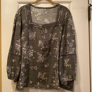 Women's Square Neck Peasant Blouse